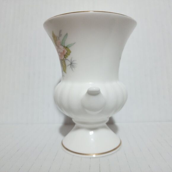 "Brocade" Fine Bone China Small Vase White Gold Floral 4"-Tall - Picture 3 of 7